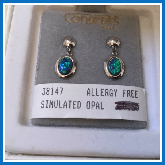 Concepts Simulated Opal Earrings - New in Box - Picture 1 of 5